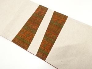綿紬　切りばめ　花更紗模様　袋帯